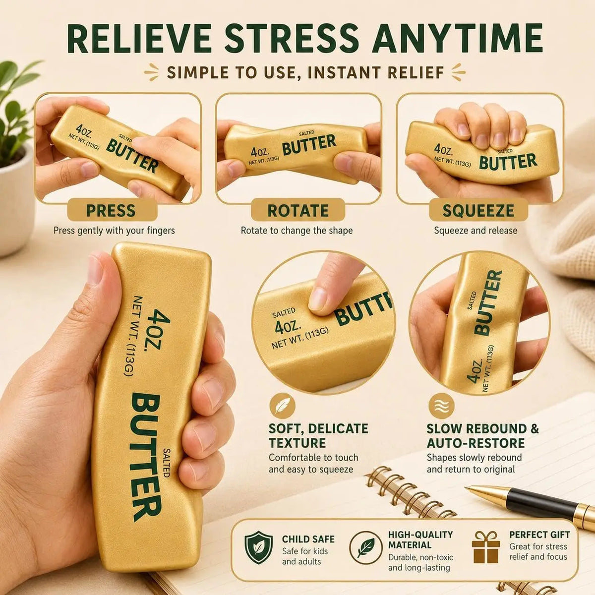 Golden Butter Stick Squishy